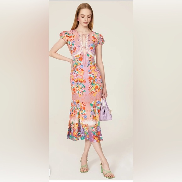 SALONI Sienna floral dress size 6. - Picture 3 of 12